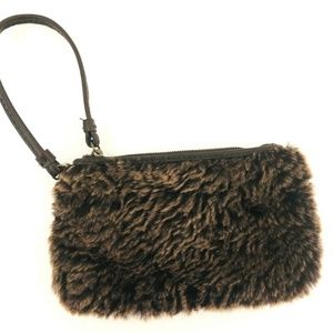 Patricia Nash Leather Fur Zip Wristlet Bag